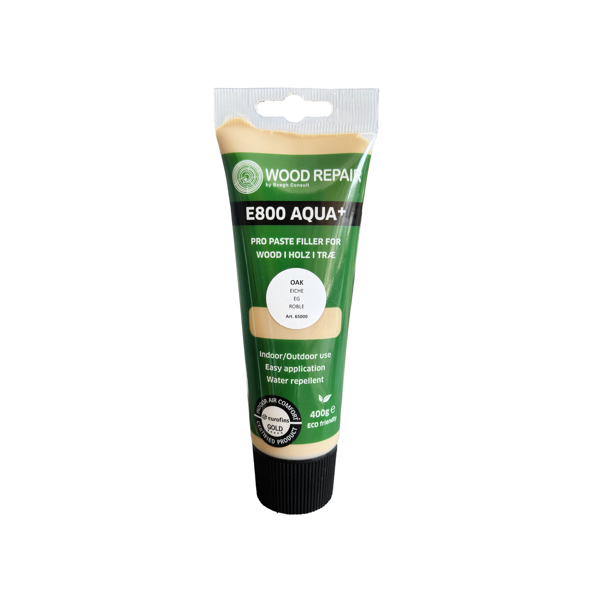Wood Repair E800 Aqua+ paste filler, 400 g tube, Oak