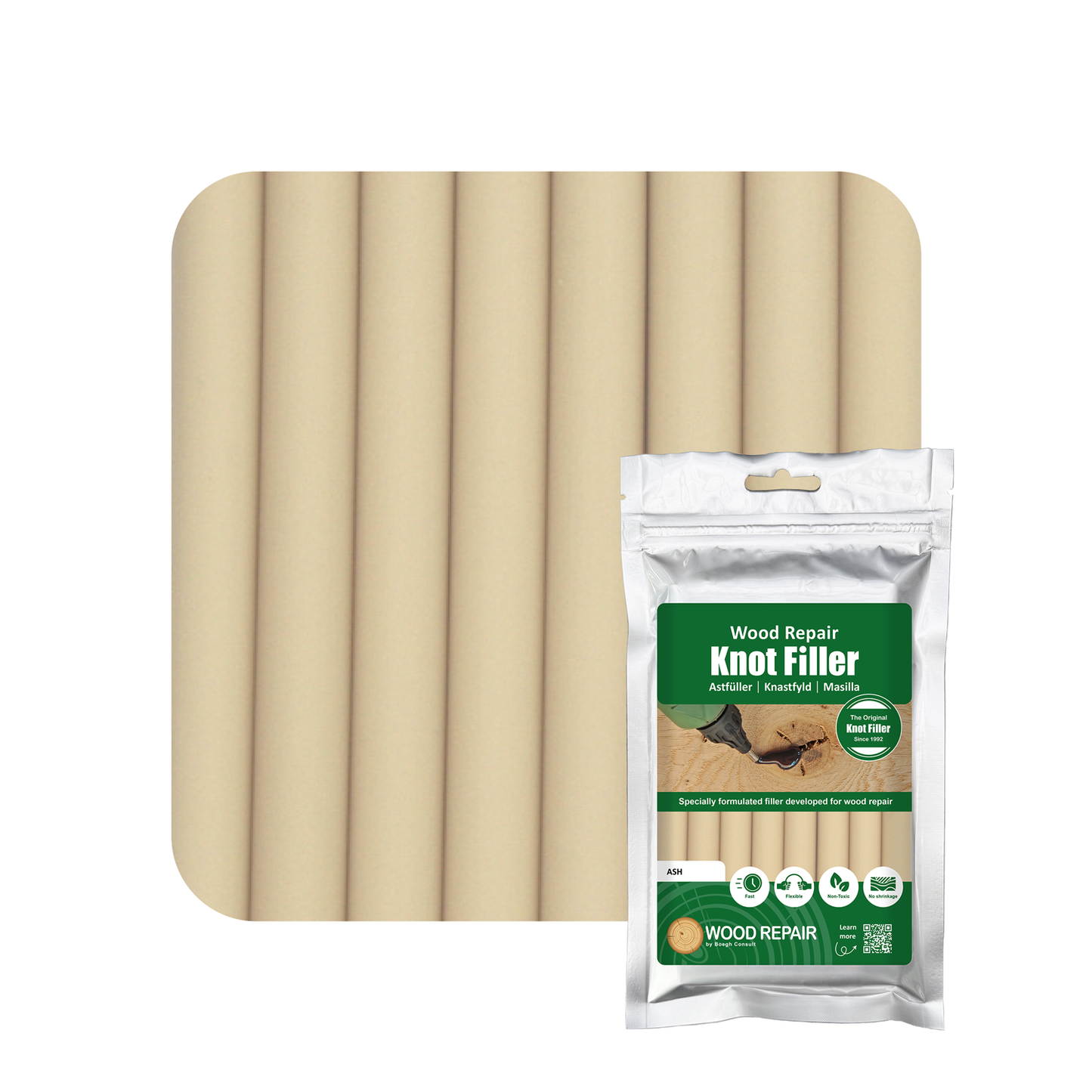 Wood Repair Knot Filler Compact - 150 mm (8 sticks) - Ash