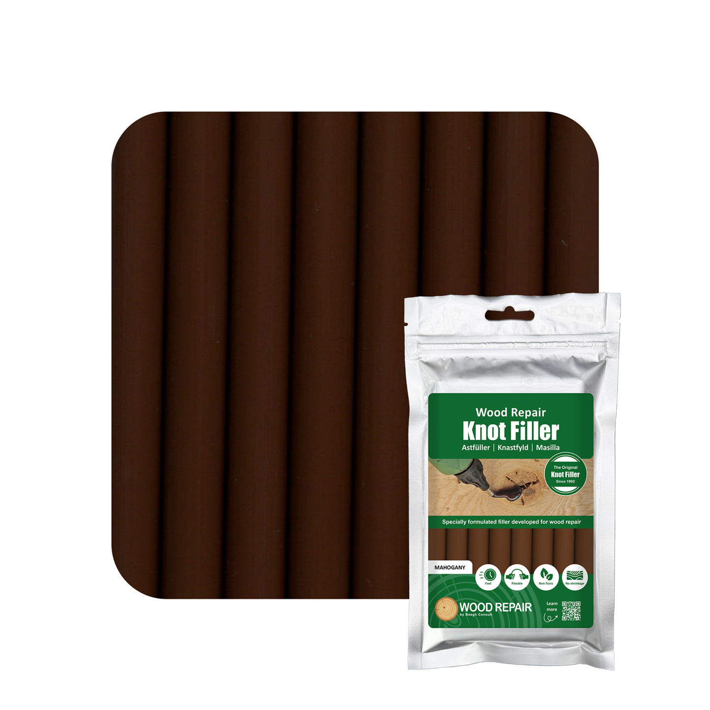 Wood Repair Knot Filler Compact - 150 mm (8 sticks) - Mahogany
